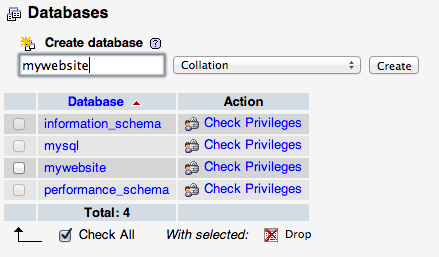Database Created Screenshot